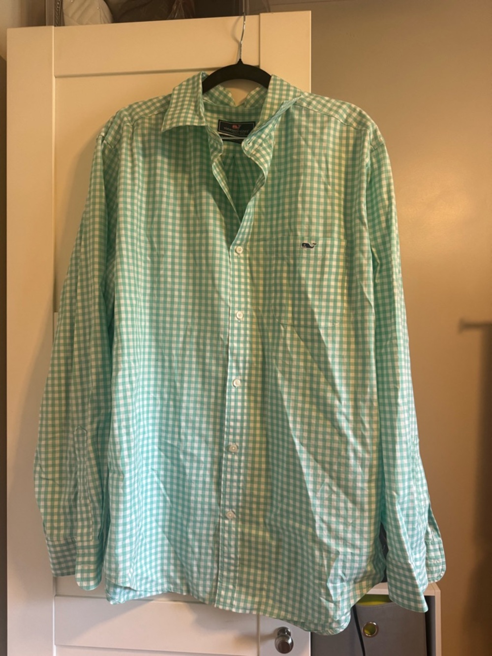 Vineyard Vines Mint Gingham Long-Sleeve Button-Down Shirt